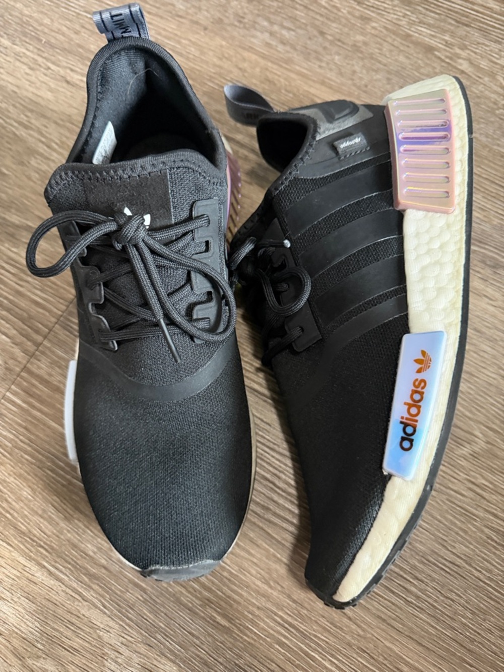 adidas Black NMD R1 Sneakers with Iridescent Accents